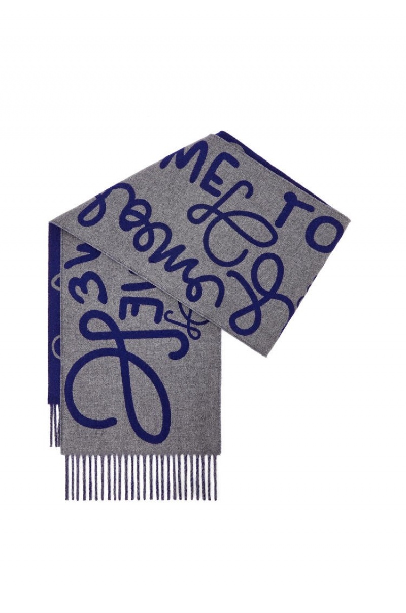 Bufandas Loewe LOEWE scarf in wool and cashmere Mujer Azul Marino Gris | 249VLIPNJ