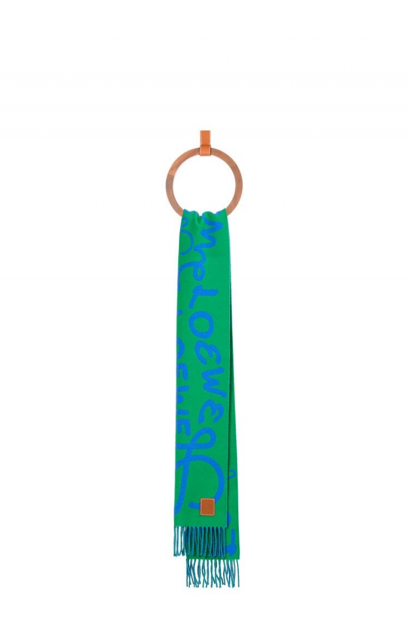 Bufandas Loewe LOEWE scarf in wool and cashmere Mujer Verde Azules | 751ISFTCR