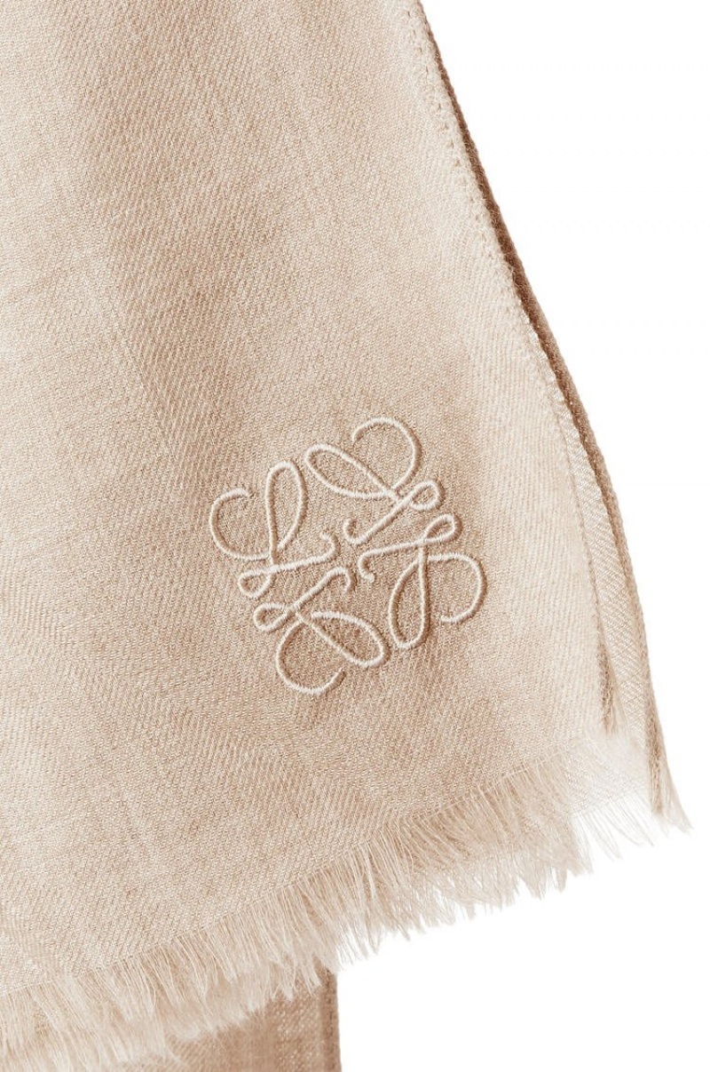 Bufandas Loewe Scarf in cashmere Hombre Beige | 358UZJPKN