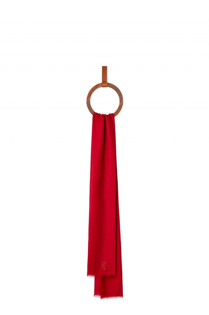 Bufandas Loewe Scarf in cashmere Hombre Rojas | 562HIVLOC