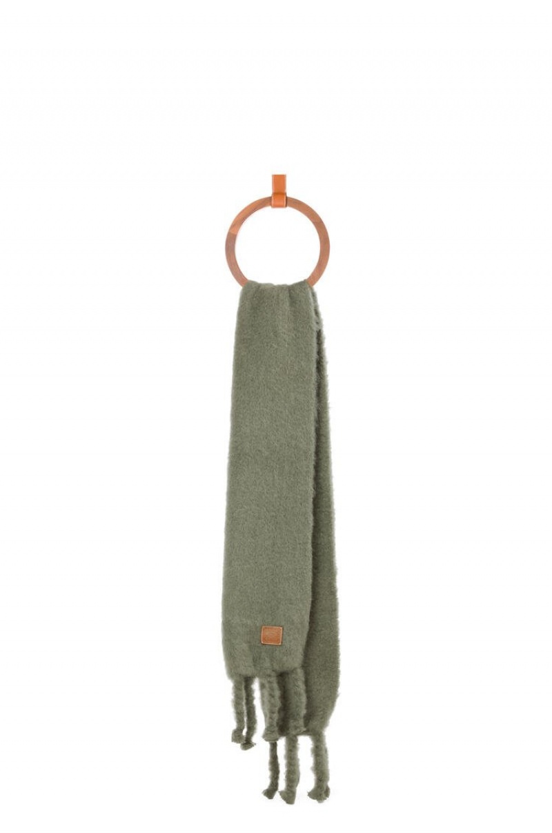 Bufandas Loewe Scarf in mohair and wool Mujer Verde Oliva | 079PXQYFO