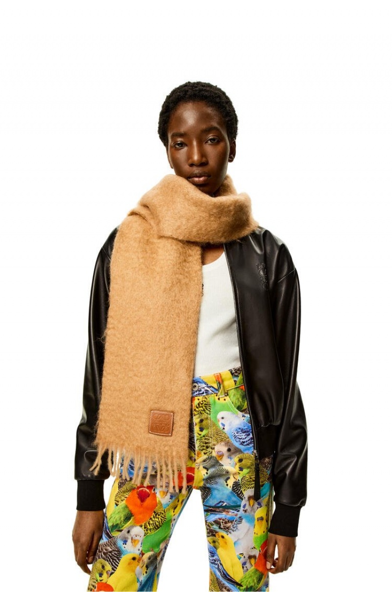 Bufandas Loewe Scarf in wool and mohair Mujer Camel | 974EPFSXI