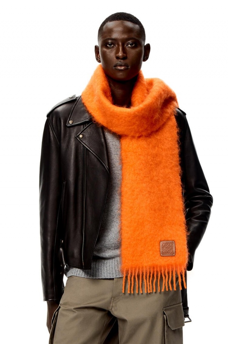 Bufandas Loewe Scarf in wool and mohair Mujer Naranjas | 941XGAJVF