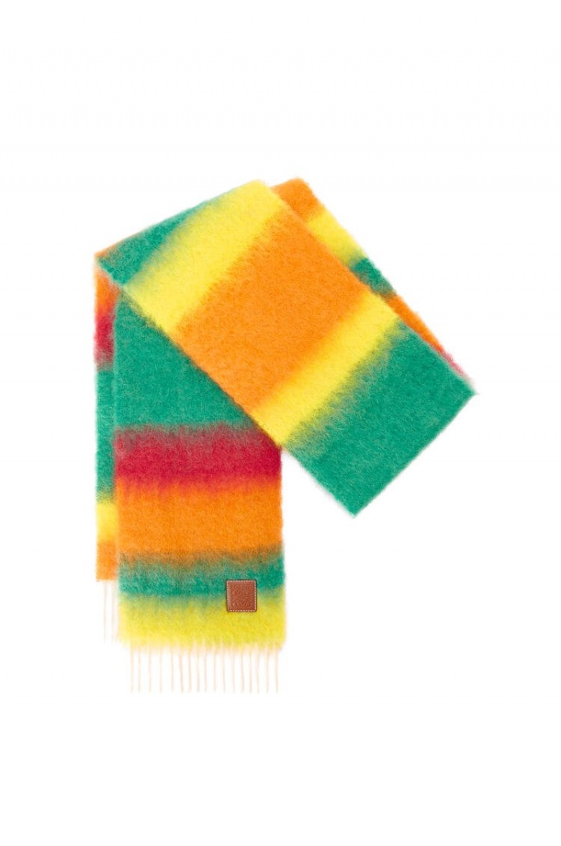 Bufandas Loewe Stripe scarf in mohair Hombre Verde Multicolor | 834LDCNXS