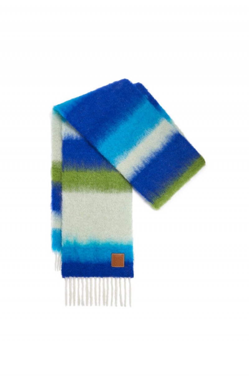 Bufandas Loewe Stripe scarf in mohair Hombre Azules Oscuro Multicolor | 107FABRZV