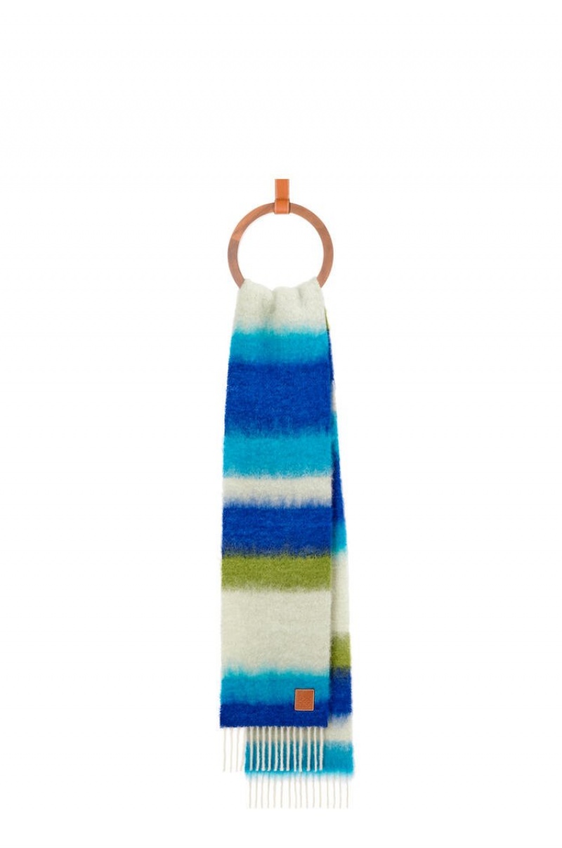 Bufandas Loewe Stripe scarf in mohair Hombre Azules Oscuro Multicolor | 107FABRZV