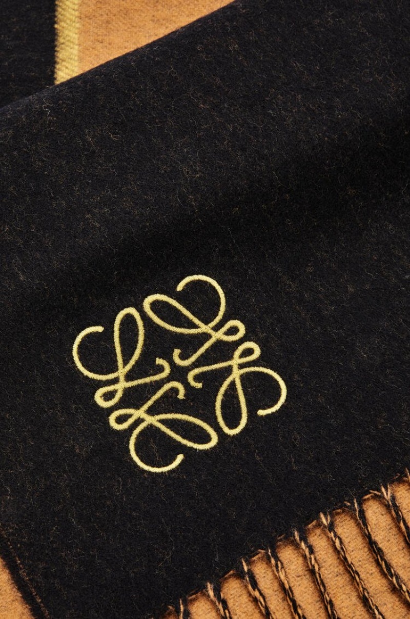 Bufandas Loewe Window scarf in wool and cashmere Mujer Negras | 247RYUMJP