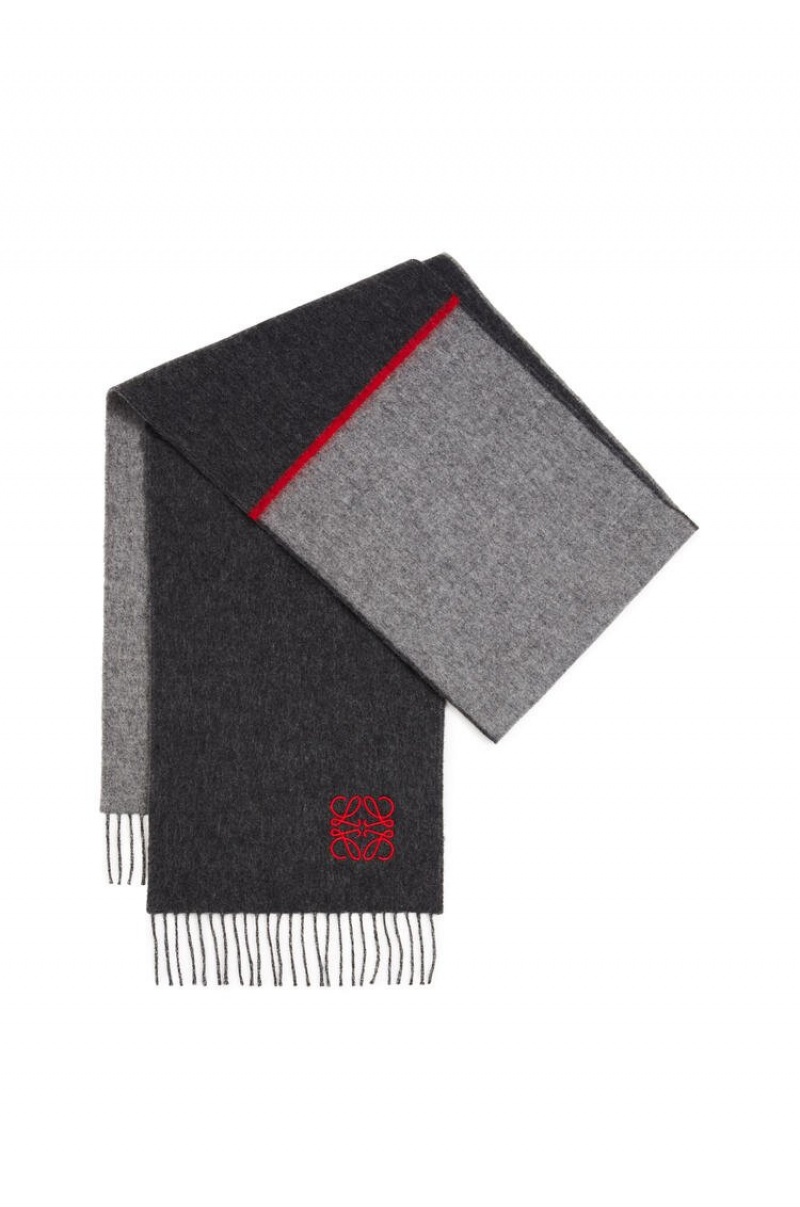 Bufandas Loewe Window scarf in wool and cashmere Mujer Gris Negras | 728ASFIOL