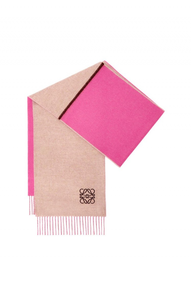 Bufandas Loewe Window scarf in wool and cashmere Hombre Rosas Beige | 709LQPECK