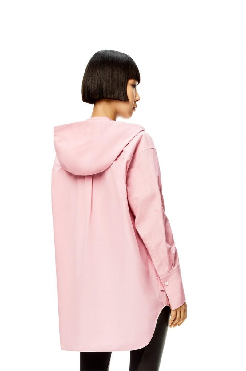 Camisas Loewe Anagram hooded shirt in cotton Mujer Rosas | 302EXBIHA