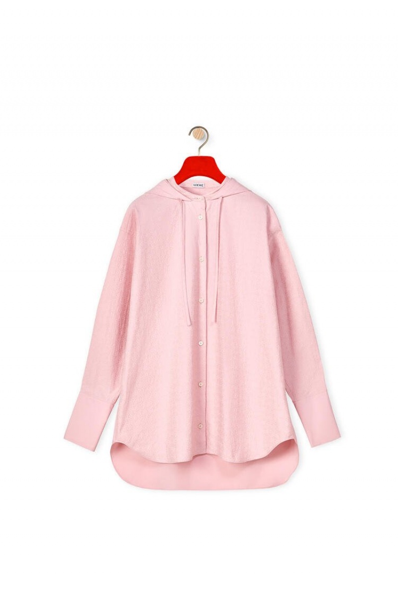 Camisas Loewe Anagram hooded shirt in cotton Mujer Rosas | 302EXBIHA