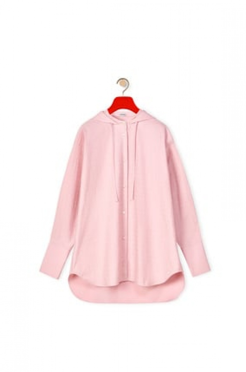 Camisas Loewe Anagram hooded shirt in cotton Mujer Rosas | 302EXBIHA