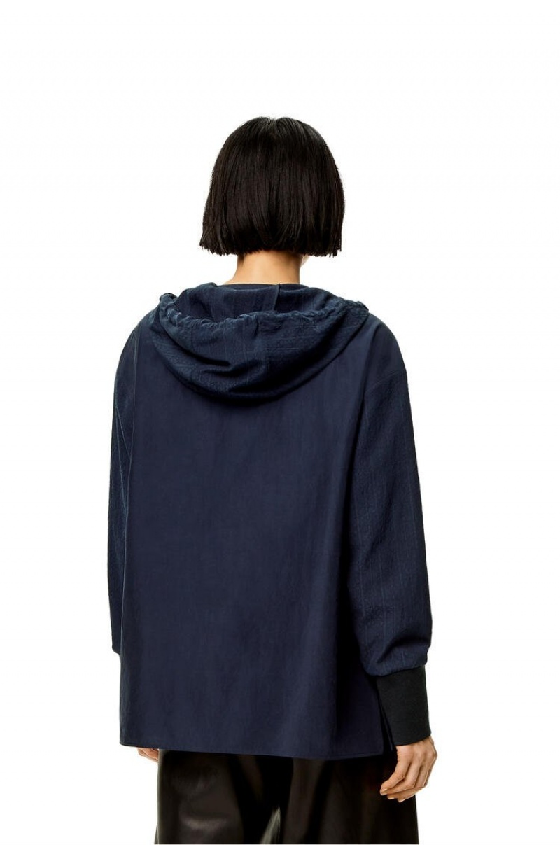 Camisas Loewe Anagram jacquard hooded shirt in silk and cotton Mujer Night | 420IAYRQS