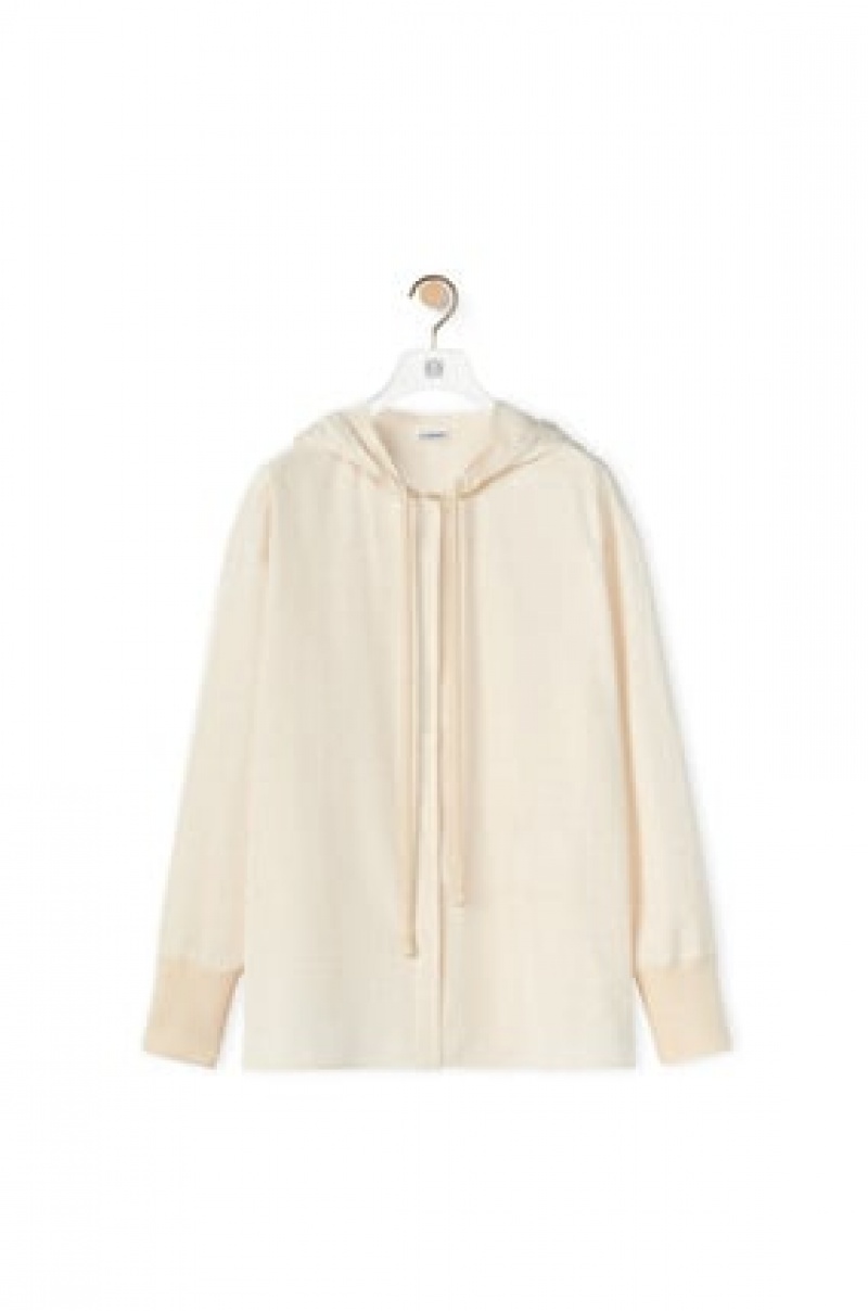 Camisas Loewe Anagram jacquard hooded shirt in silk and cotton Mujer Ivory | 896DQRFLO