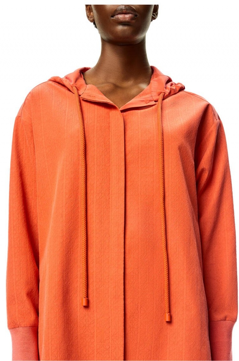 Camisas Loewe Anagram jacquard hooded shirt in silk and cotton Mujer Naranjas | 294WMZQVF