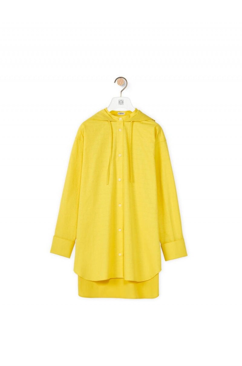 Camisas Loewe Anagram jacquard hooded shirt in cotton Mujer Amarillo | 712KSOCZF