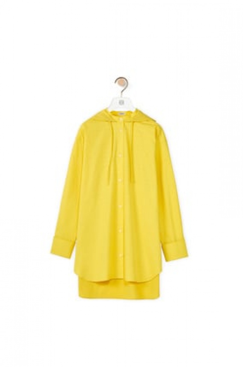 Camisas Loewe Anagram jacquard hooded shirt in cotton Mujer Amarillo | 712KSOCZF