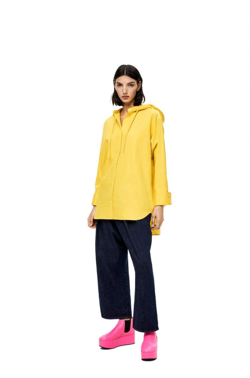 Camisas Loewe Anagram jacquard hooded shirt in cotton Mujer Amarillo | 712KSOCZF