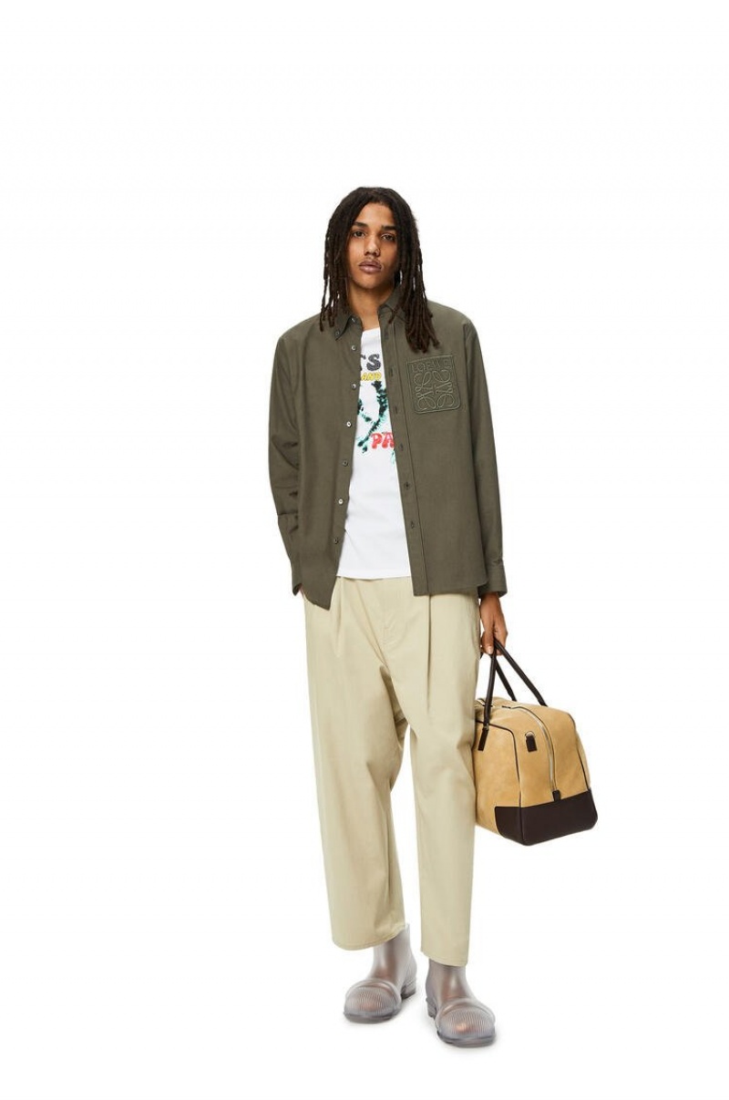 Camisas Loewe Anagram pocket shirt in cotton Hombre Kaki Verde | 460YJTKDL