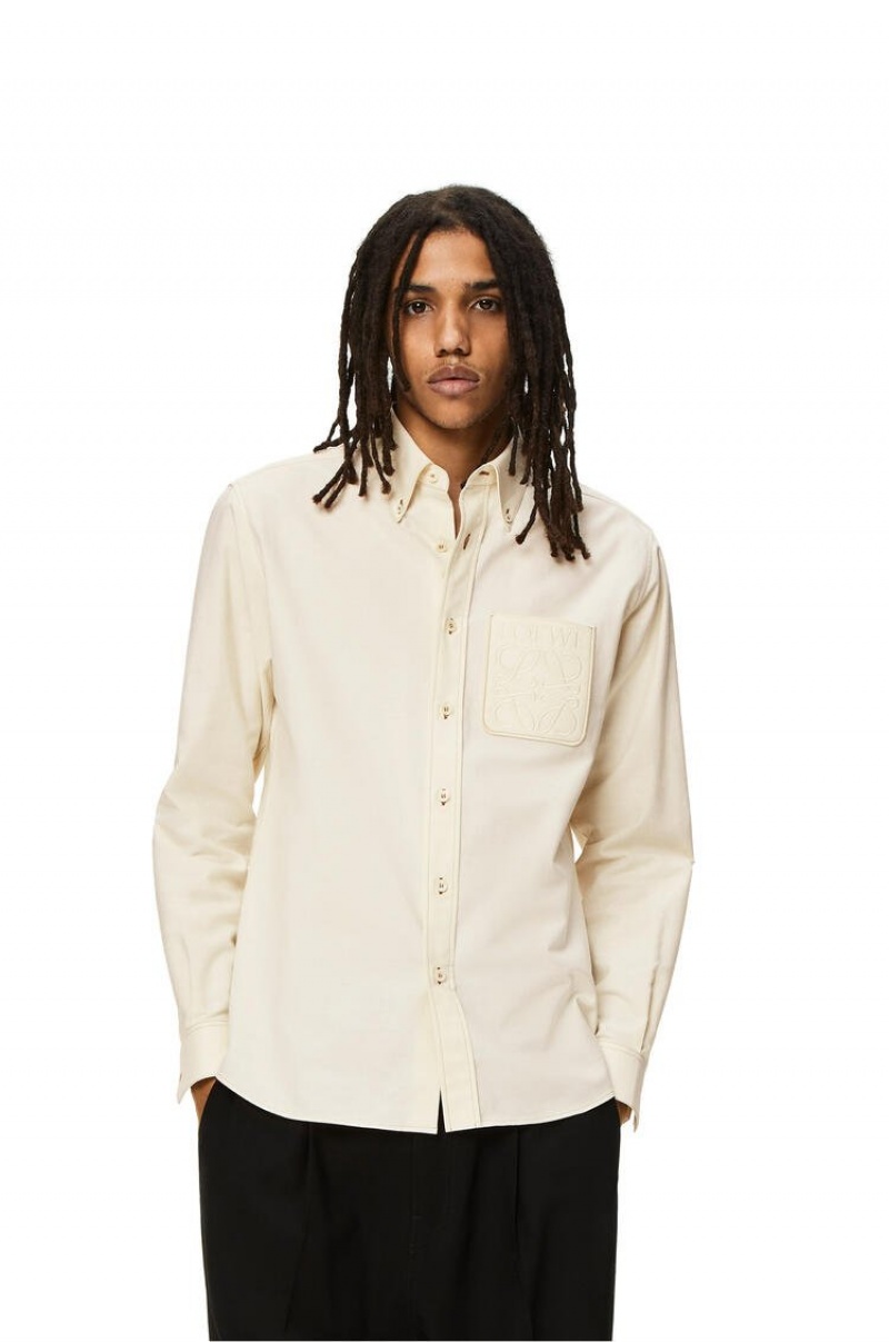 Camisas Loewe Anagram pocket shirt in cotton Hombre Ecru | 392KCVWAS