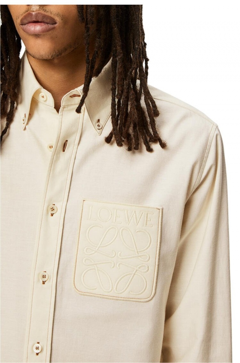 Camisas Loewe Anagram pocket shirt in cotton Hombre Ecru | 392KCVWAS