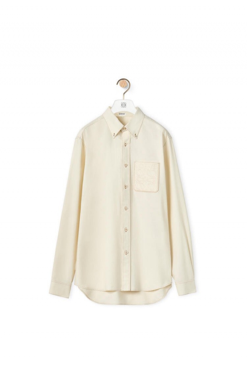 Camisas Loewe Anagram pocket shirt in cotton Hombre Ecru | 392KCVWAS