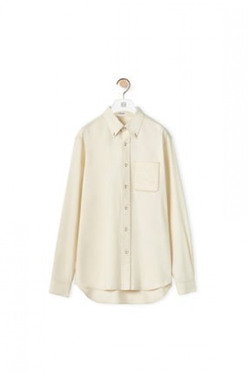 Camisas Loewe Anagram pocket shirt in cotton Hombre Ecru | 392KCVWAS