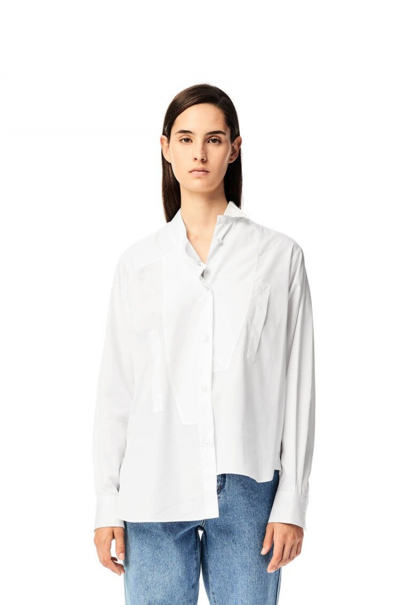 Camisas Loewe Asymmetric shirt in cotton Mujer Blancas | 279JUIHYO