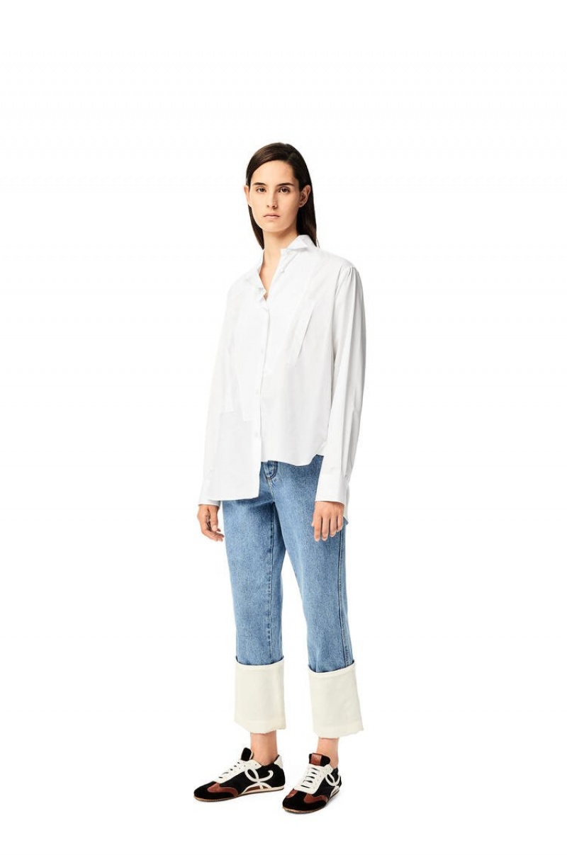 Camisas Loewe Asymmetric shirt in cotton Mujer Blancas | 279JUIHYO