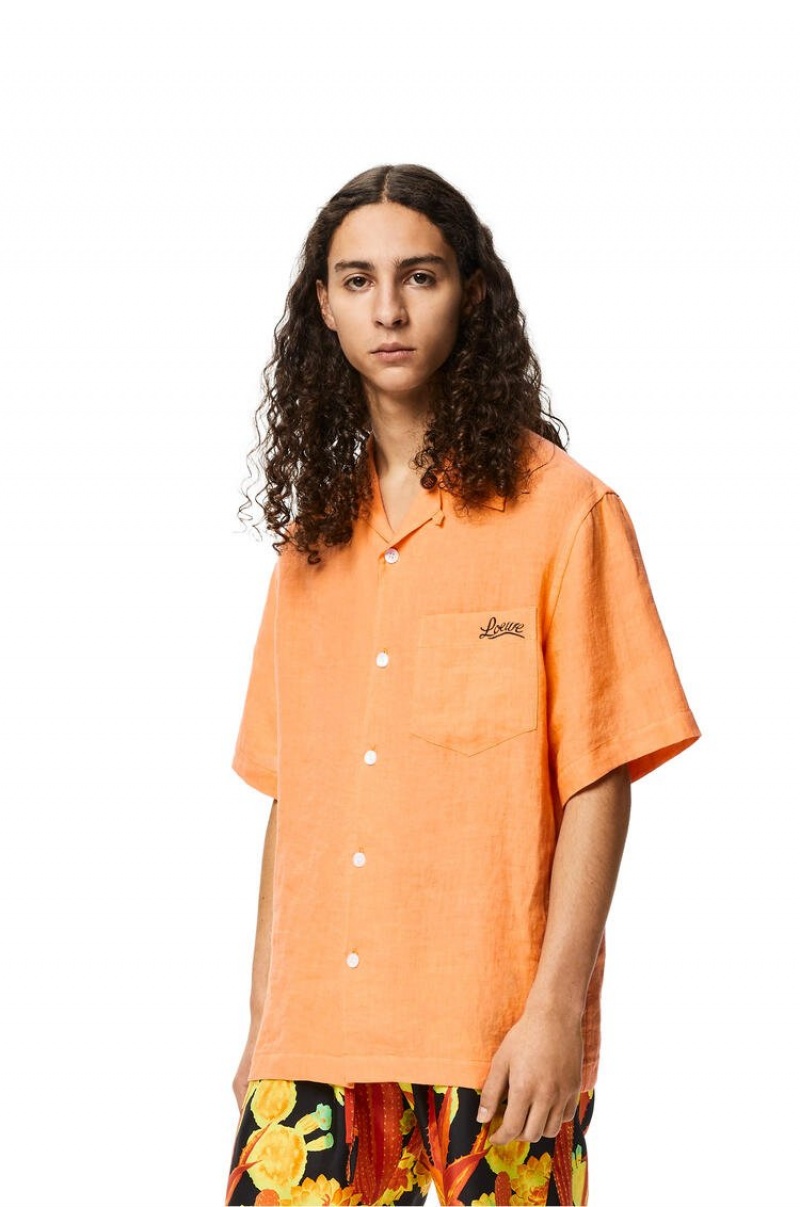 Camisas Loewe Bowling shirt in linen Hombre Mandarin | 179XYVBMH