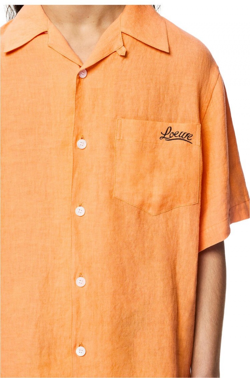 Camisas Loewe Bowling shirt in linen Hombre Mandarin | 179XYVBMH