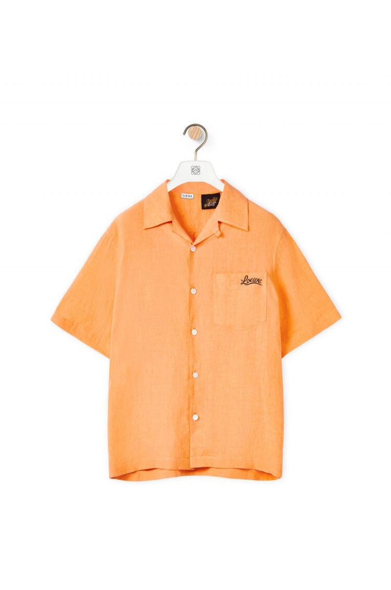 Camisas Loewe Bowling shirt in linen Hombre Mandarin | 179XYVBMH