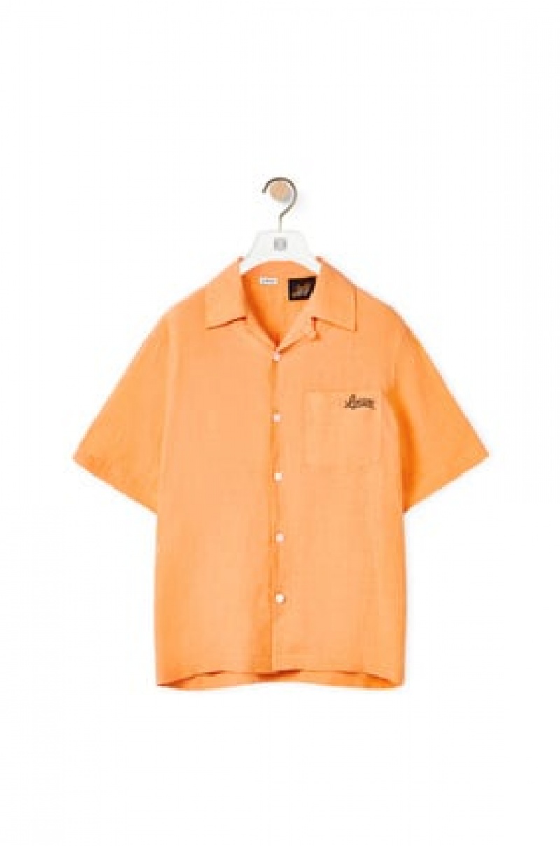 Camisas Loewe Bowling shirt in linen Hombre Mandarin | 179XYVBMH