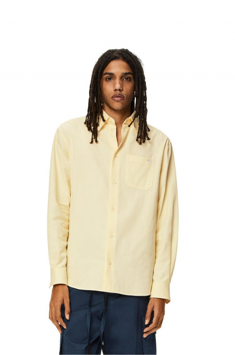 Camisas Loewe Chest pocket check shirt in cotton Hombre Amarillo | 508OACURS