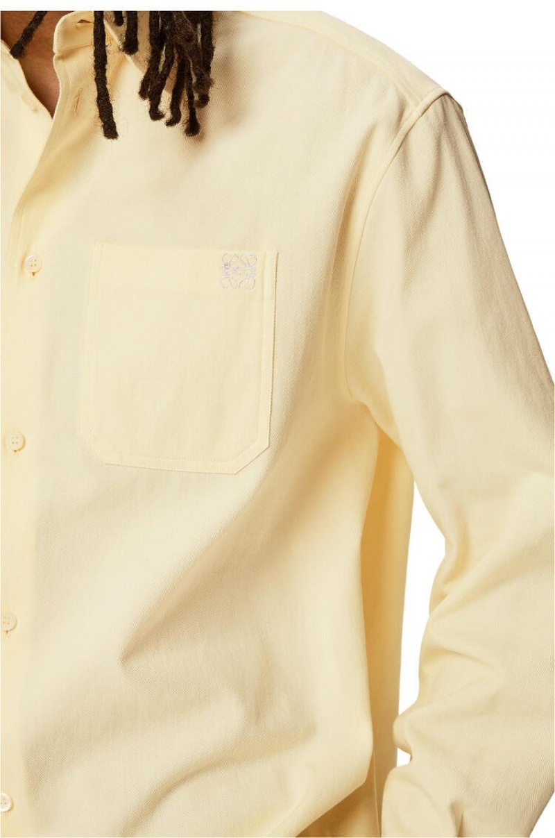 Camisas Loewe Chest pocket check shirt in cotton Hombre Amarillo | 508OACURS