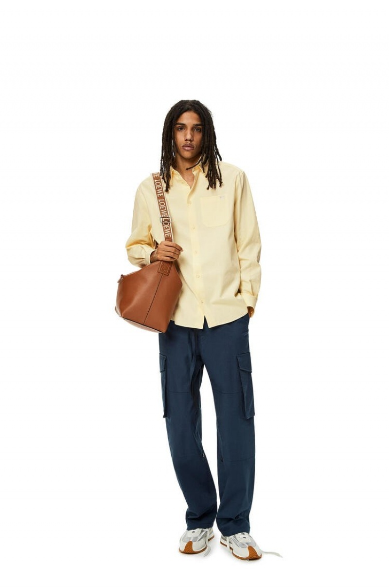 Camisas Loewe Chest pocket check shirt in cotton Hombre Amarillo | 508OACURS