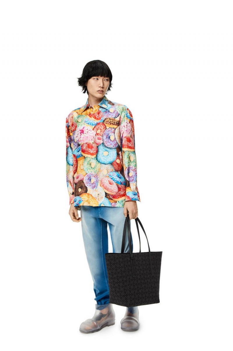 Camisas Loewe Doughnut shirt in silk Hombre Multicolor | 954WYQXEO