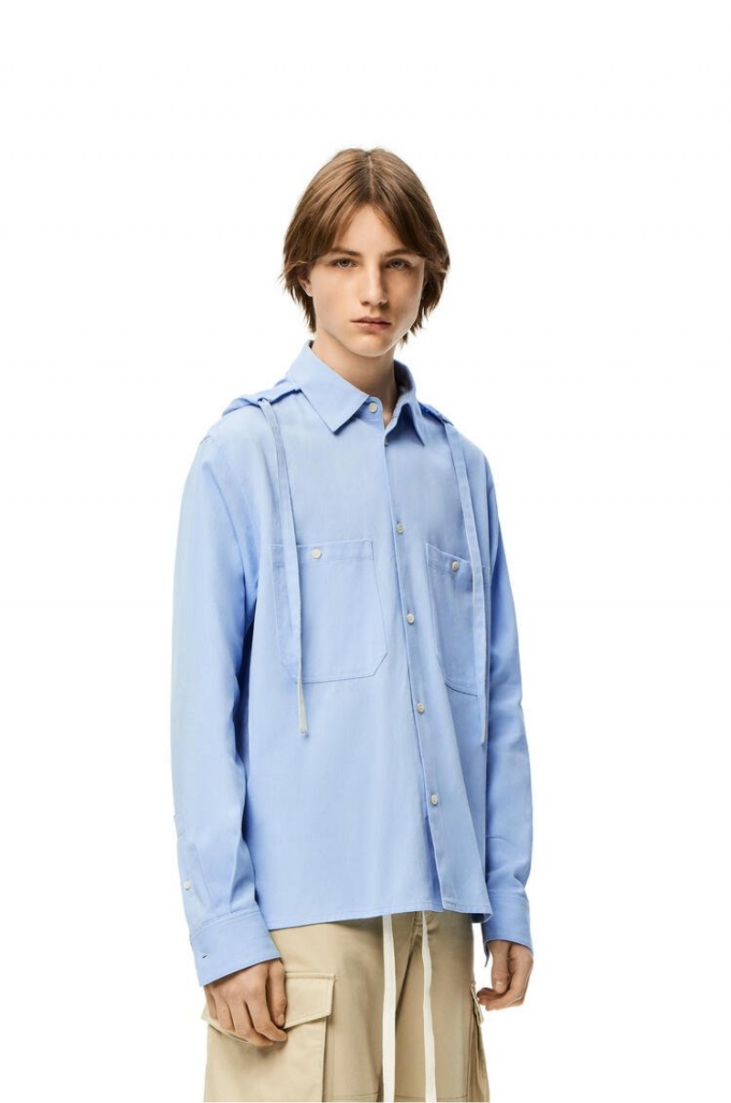 Camisas Loewe Encapuchado shirt in cotton Hombre Azules | 945EMQAHB