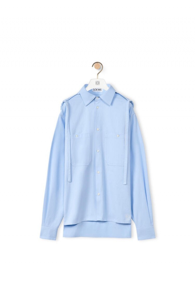 Camisas Loewe Encapuchado shirt in cotton Hombre Azules | 945EMQAHB