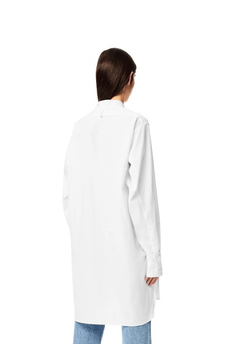 Camisas Loewe Long asymmetric shirt in cotton Mujer Blancas | 524WDEGQN