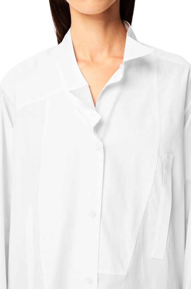 Camisas Loewe Long asymmetric shirt in cotton Mujer Blancas | 524WDEGQN