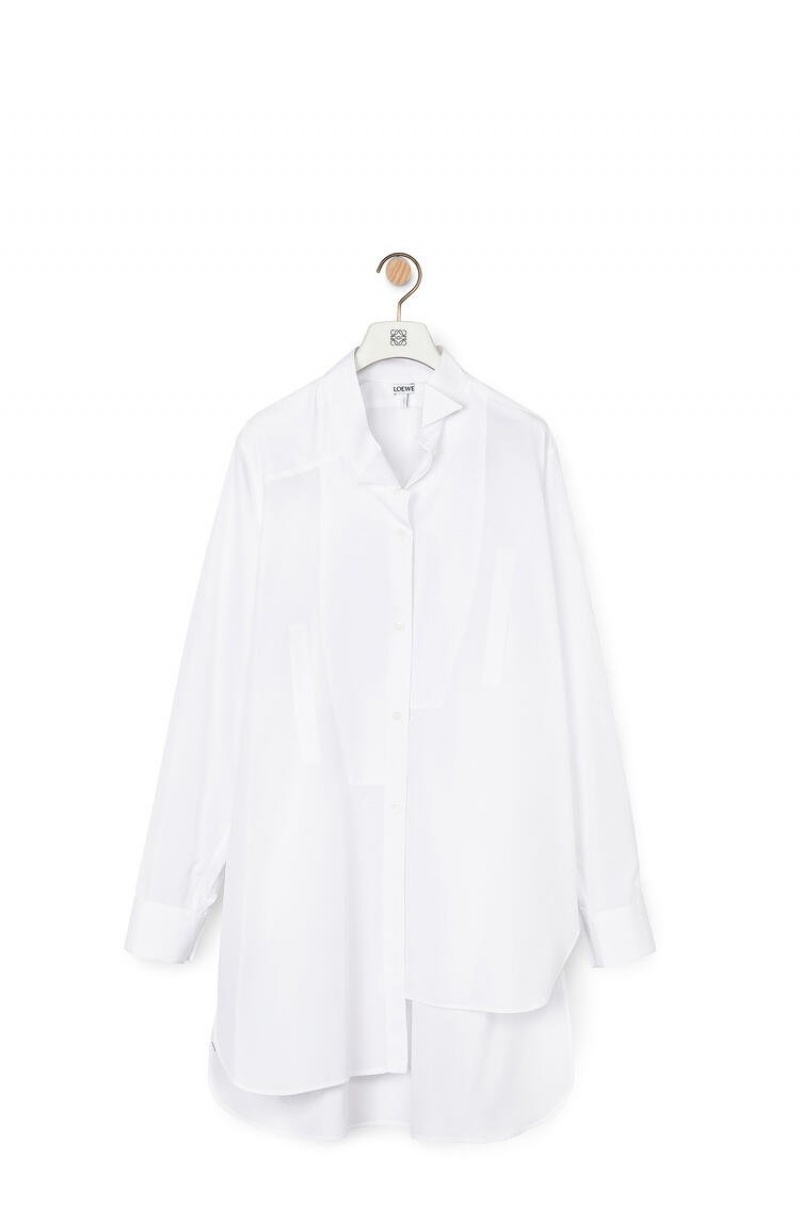 Camisas Loewe Long asymmetric shirt in cotton Mujer Blancas | 524WDEGQN