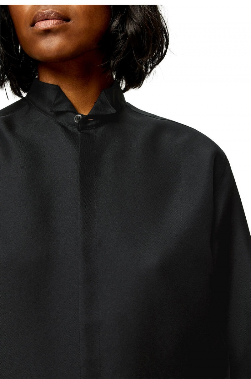 Camisas Loewe Plisado shirt in technical twill Mujer Negras | 508ICDUHX