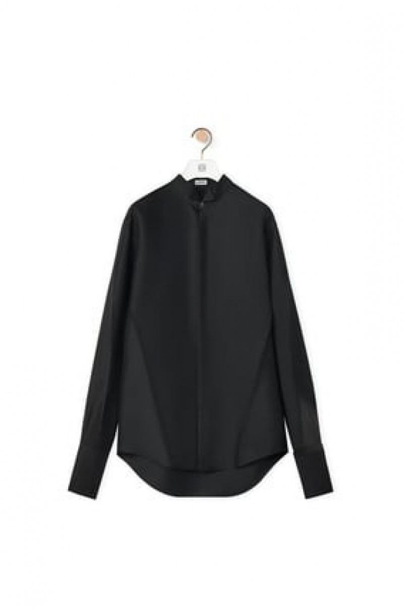 Camisas Loewe Plisado shirt in technical twill Mujer Negras | 508ICDUHX