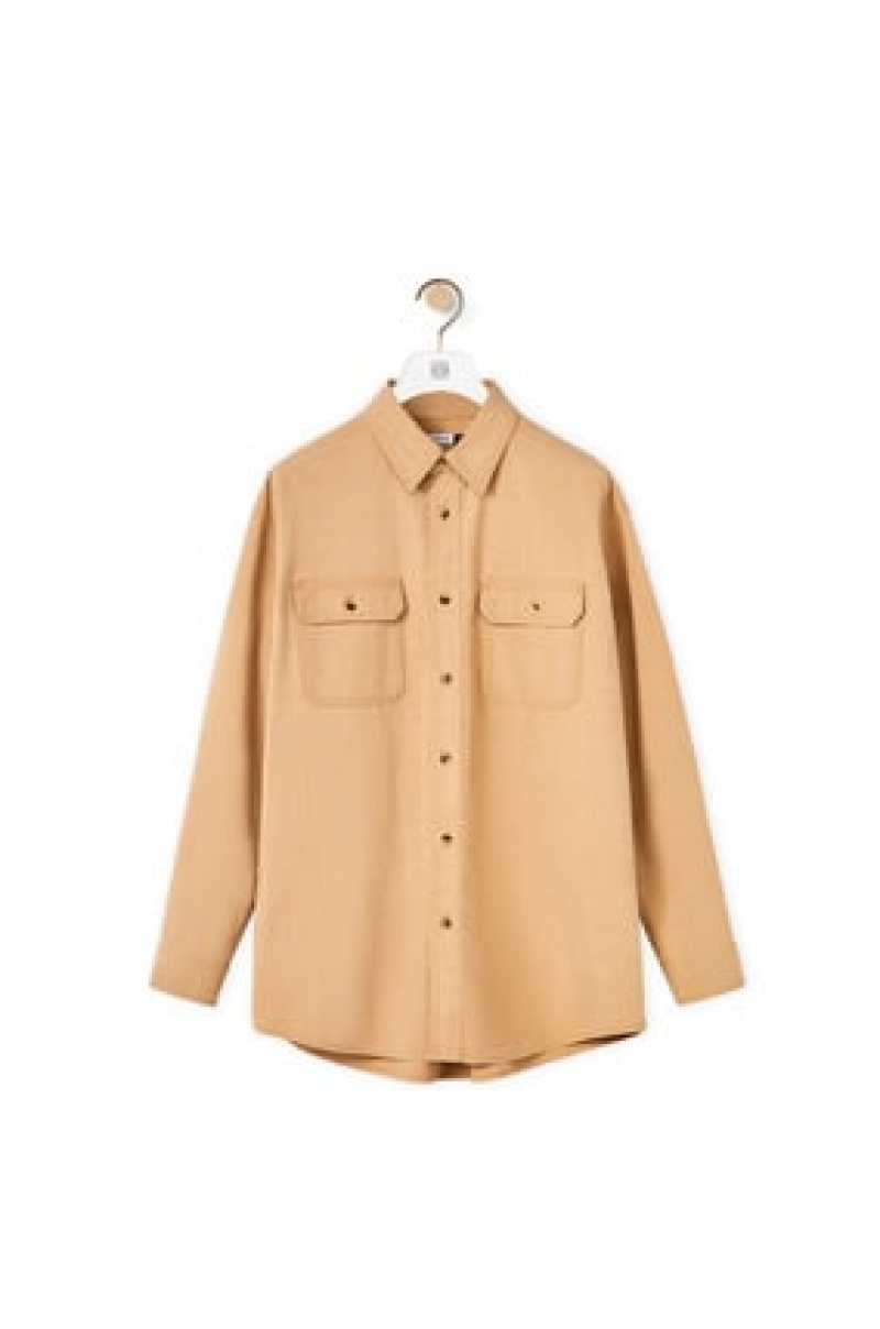 Camisas Loewe Relaxed chest pocket shirt in cotton and linen Hombre Make Up | 384FBRSGQ