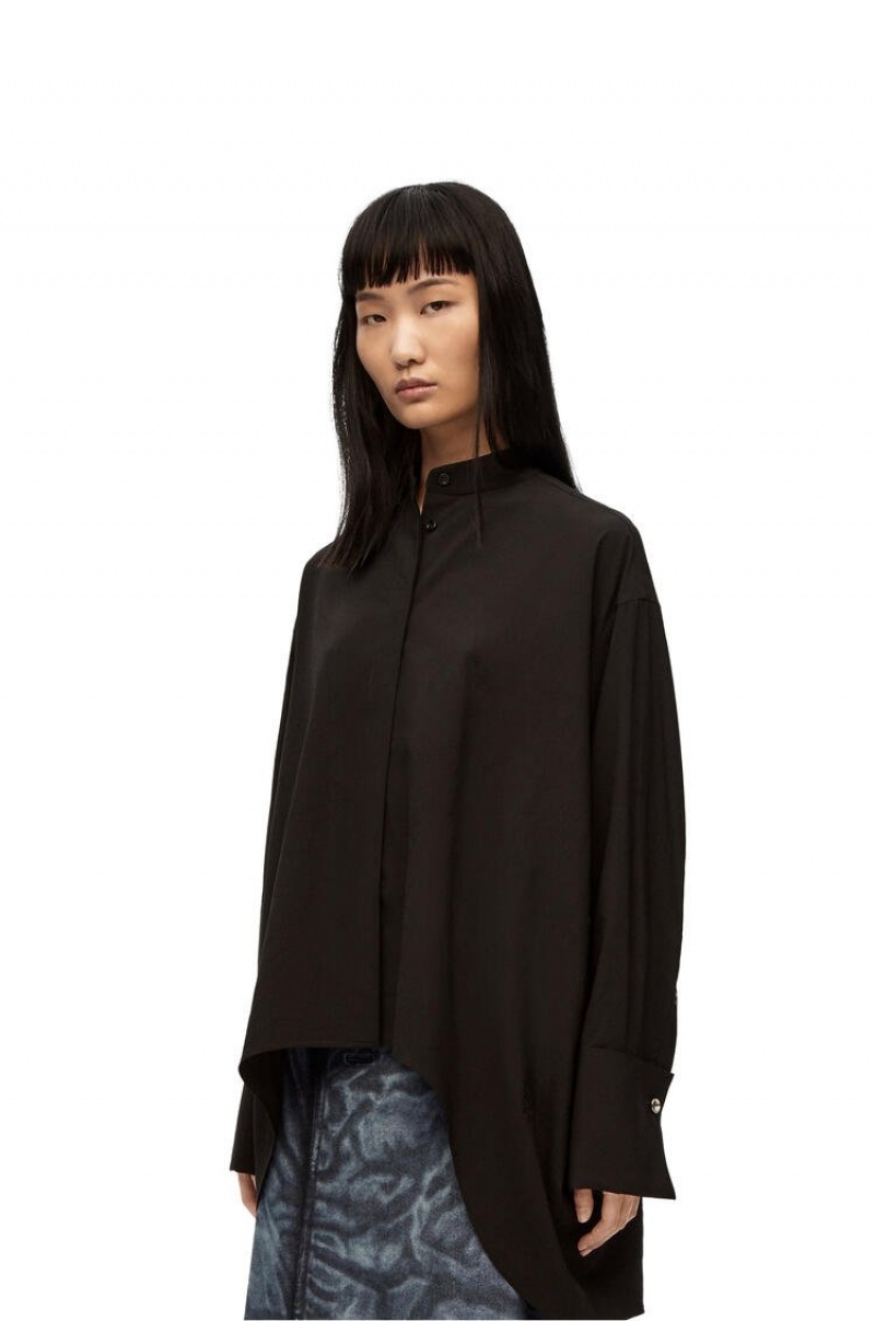 Camisas Loewe Tunic shirt in wool Mujer Negras | 386MJACQB