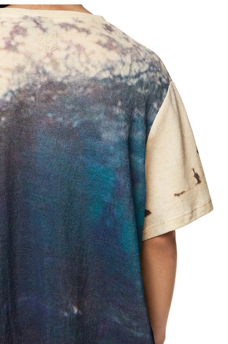 Camiseta Loewe All-over surf print T-shirt in cotton Hombre Azul Marino Azules | 574GYRVNT