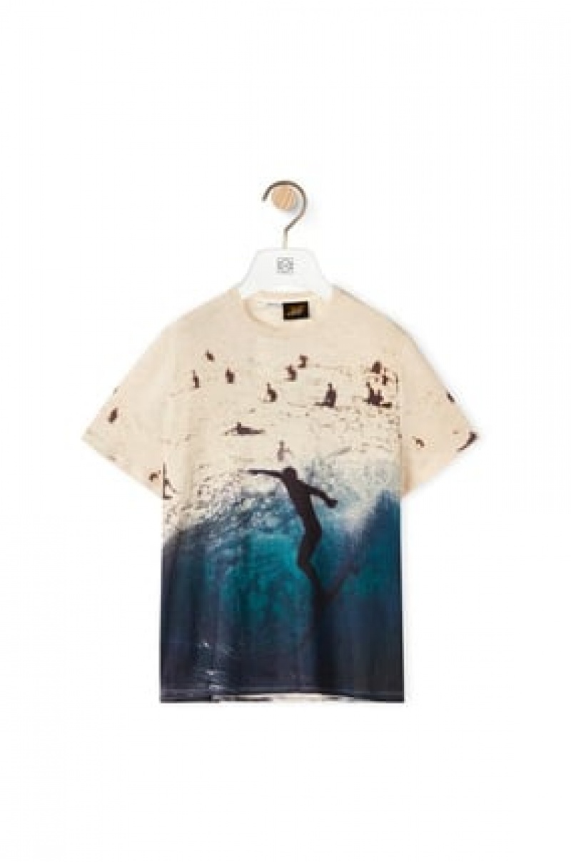 Camiseta Loewe All-over surf print T-shirt in cotton Hombre Azul Marino Azules | 574GYRVNT