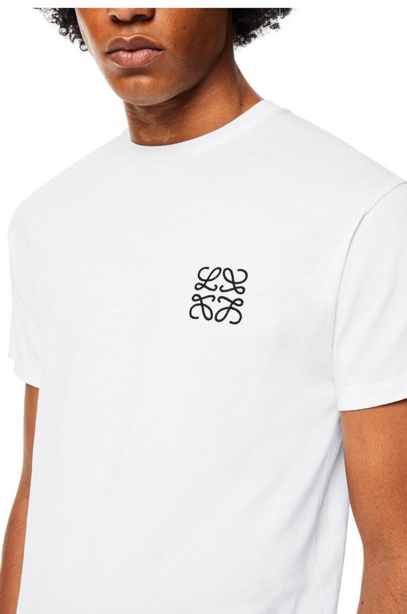 Camiseta Loewe Anagram T-shirt in cotton Hombre Blancas | 729VCKOAZ