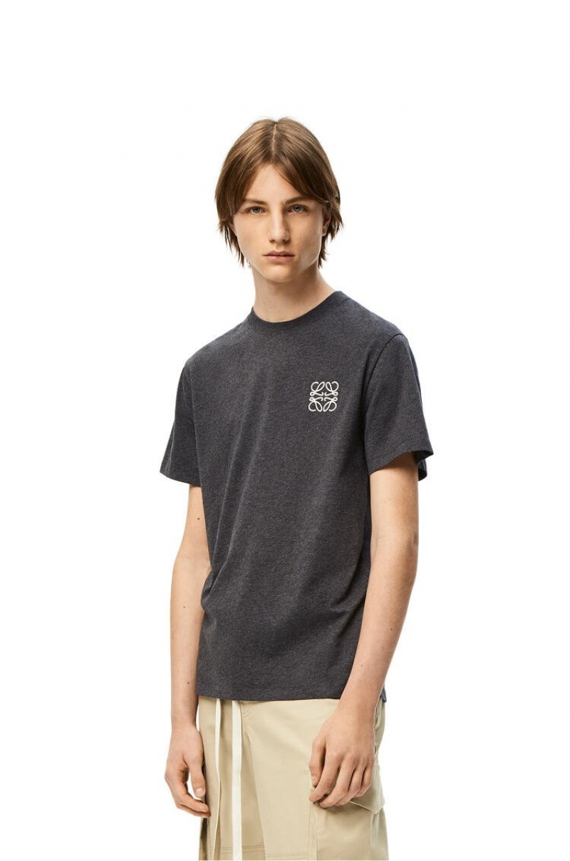 Camiseta Loewe Anagram T-shirt in cotton Hombre Gris | 928DEORUX